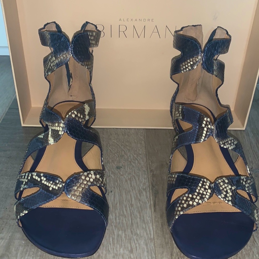 Blue/Gray Ankle Python Birman Flat Cage Sandal. - image 1